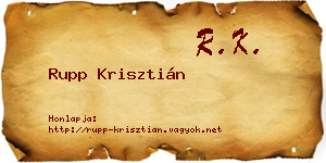 Rupp Krisztián névjegykártya